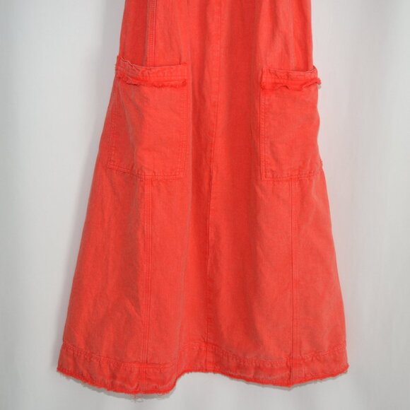 Pilcro Anthropologie Coral Flutter sleeve Linen blend Midi Dress w/pockets XS - Picture 6 of 11